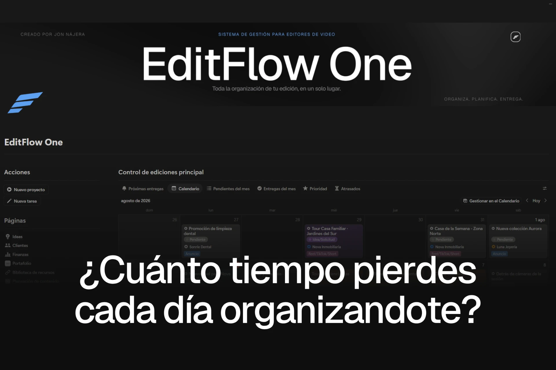 Dashboard de EditFlow One en Notion